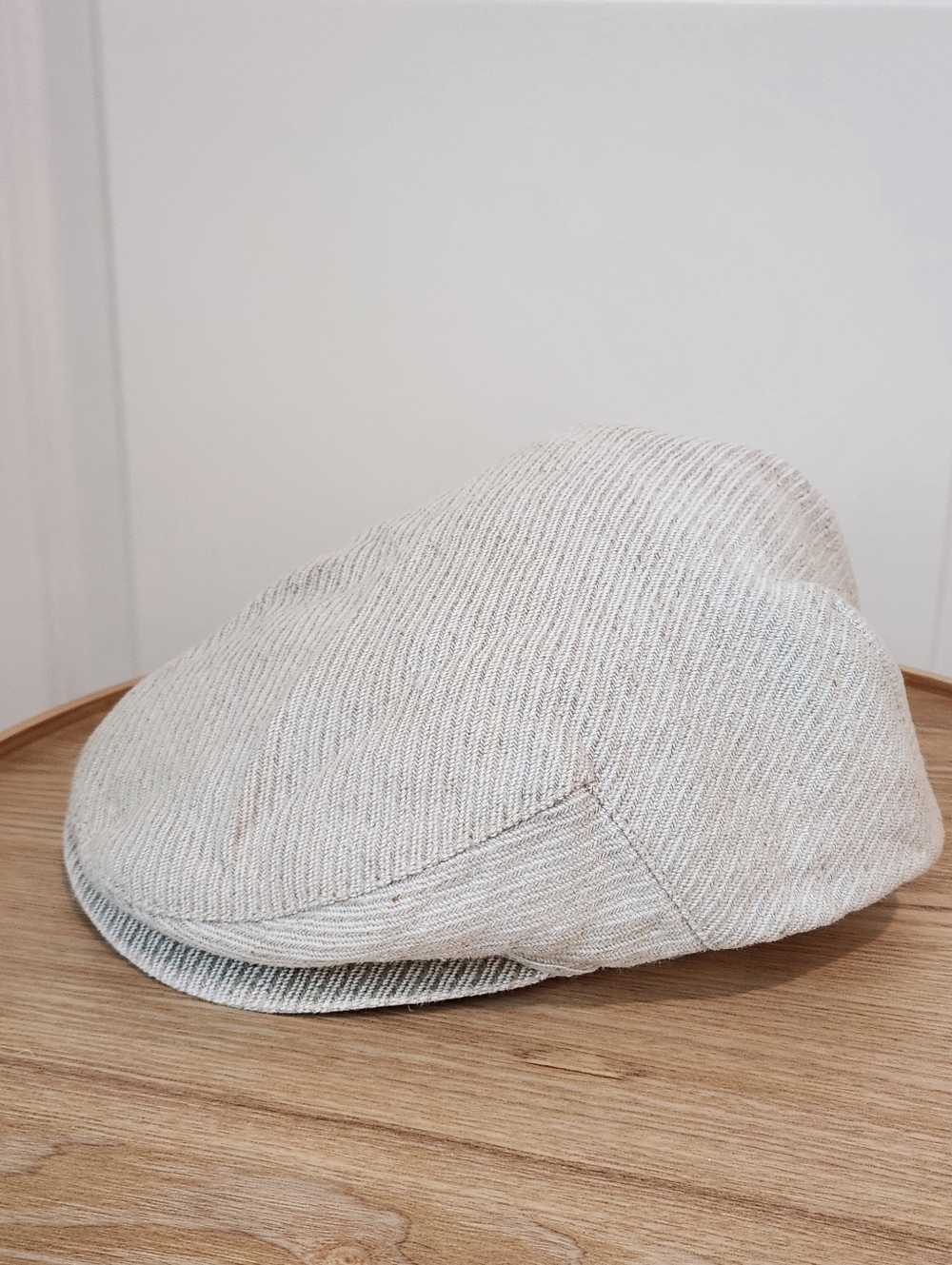 Vintage Mallory Textured Cream Newsboy Cap